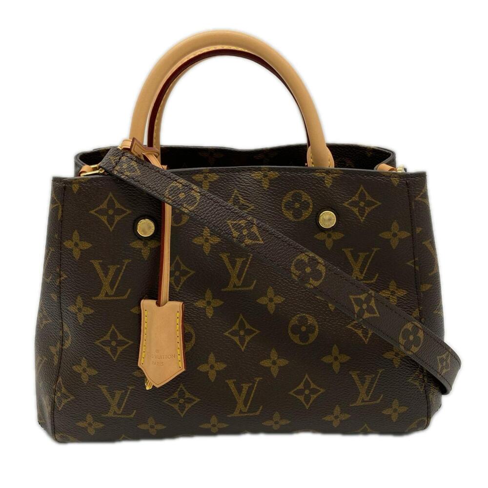 LOUIS VUITTON Monogram Montaigne BB M41055 Handbag Shoulder Bag Brown Beige L...